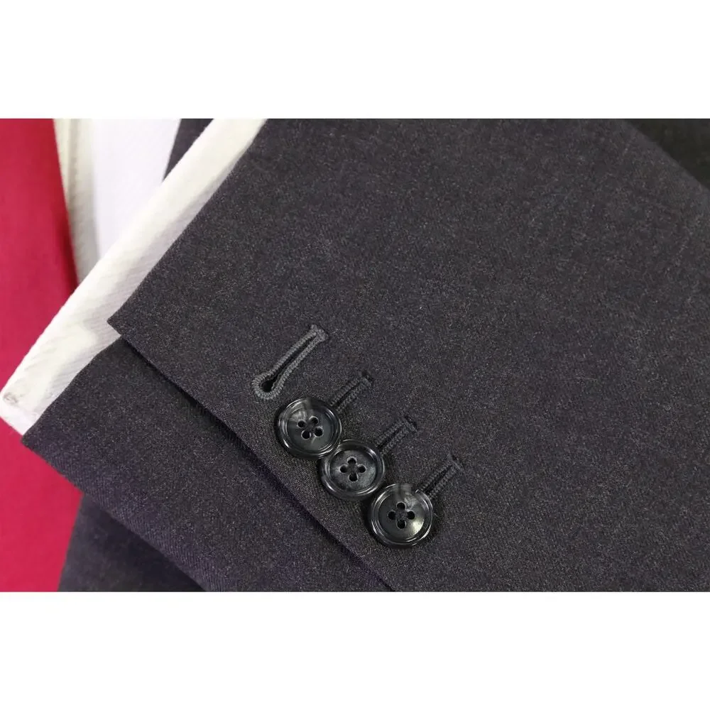 Tommy Hui Bespoke Tailored Charcoal Gray 2-Btn Wool Suit 42S